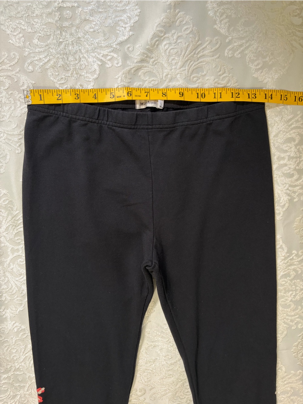 Johnny Was Black Cotton Embroidered Leggings Mid Rise Size Small - Picture 8 of 10
